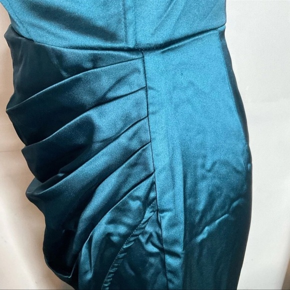 Lulu’s Dark Teal Stunning Arrival Draped Bust Off Shoulder Gown Size Medium - Picture 8 of 9